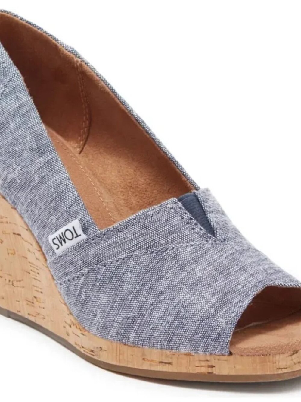 New! Toms Classic Peep Toe Wedge Pump in Medium Blue Size 8W